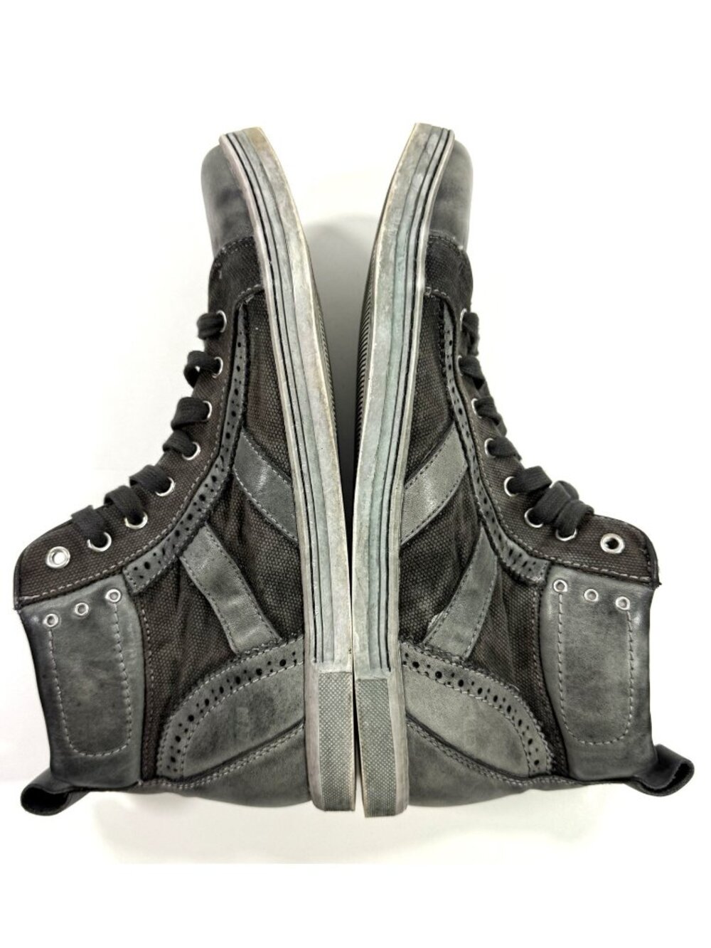 Bed Stu Mens Brentwood High Top Sneakers Size 13 Distressed Leather Canvas Shoes - Picture 7 of 12